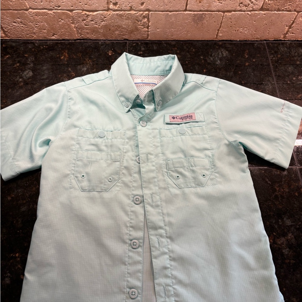 Columbia Aqua Button Down Shirt Lightweight Casual NWOT! Kids